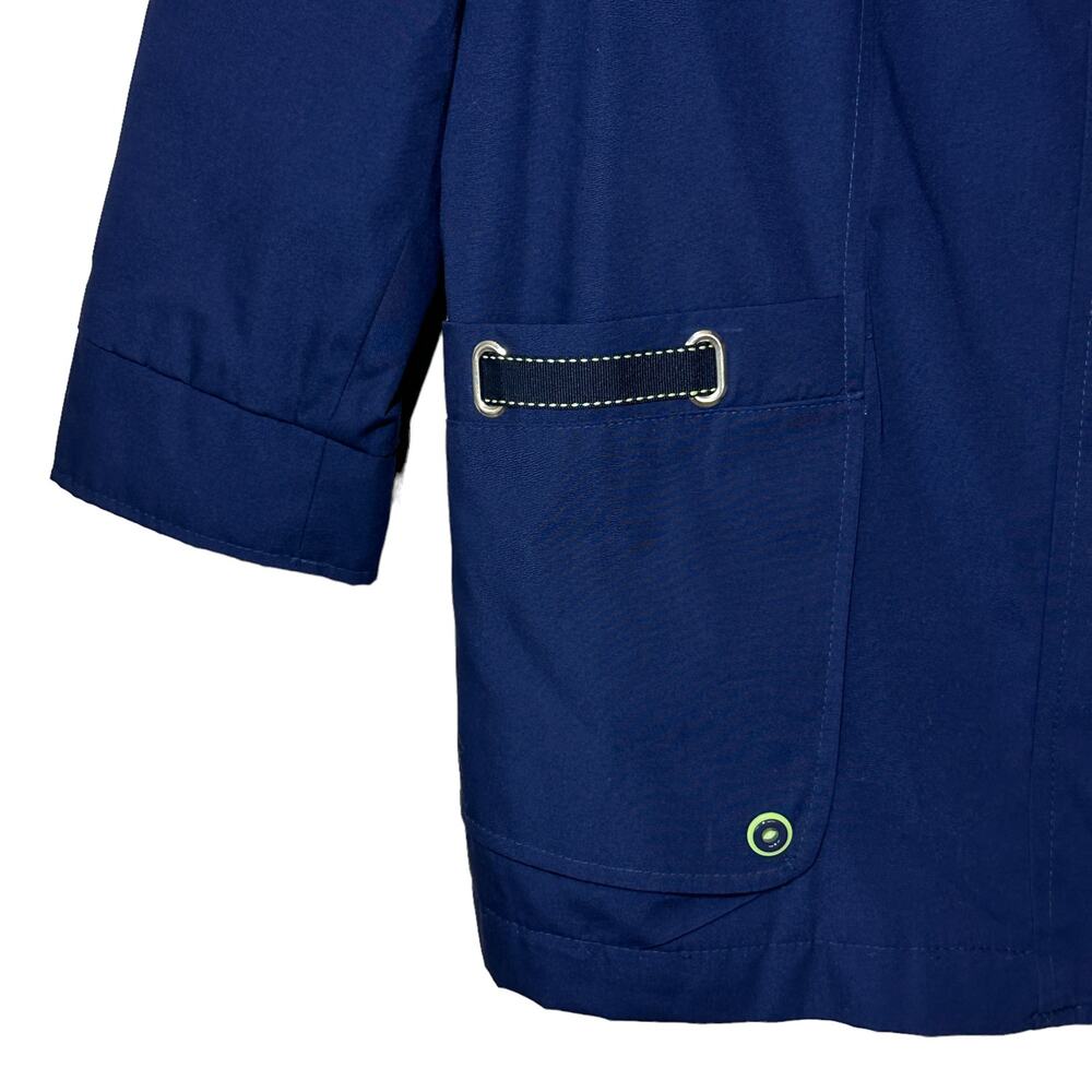 Mackintosh New England Rain Jacket Navy Lime Green Preppy Women Medium Pockets - Picture 7 of 10